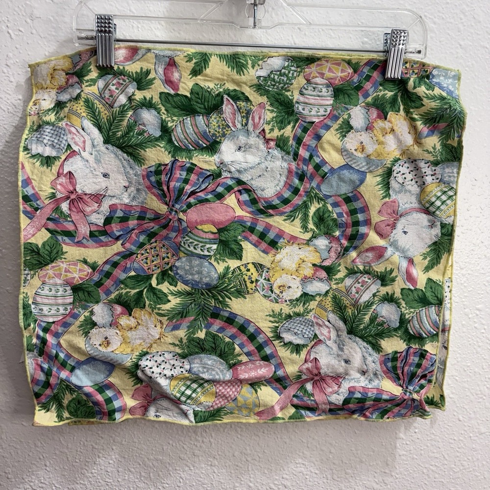 Easter Napkins (2) Vintage 80s Toy Rabbit Bunny Pastel Eggs Bows